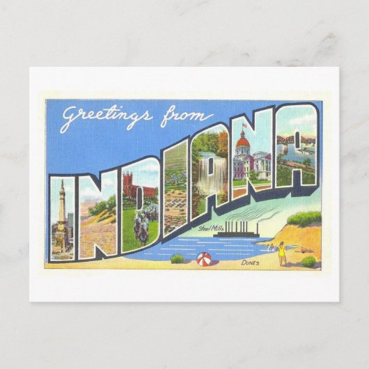 Carte Postale Voeux de l'Indiana Vintage Postcard (Devant)