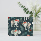 Carte Postale Vœux de Noël aux éléphants adorables (Debout devant)