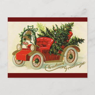 Carte Postale "voeux de Noël" Camion Vintage Arbre de Noël