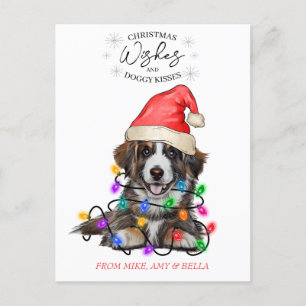 Carte Postale Vœux de Noël Chien Bisous de Chien Personnalisé po