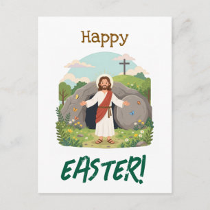 Carte Postale Vœux de Pâques Joyeuse Saison Vendredi Saint