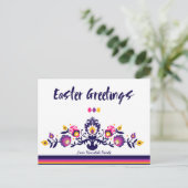 Carte Postale Vœux de Pâques Texte de Coutume Folklorique (Debout devant)