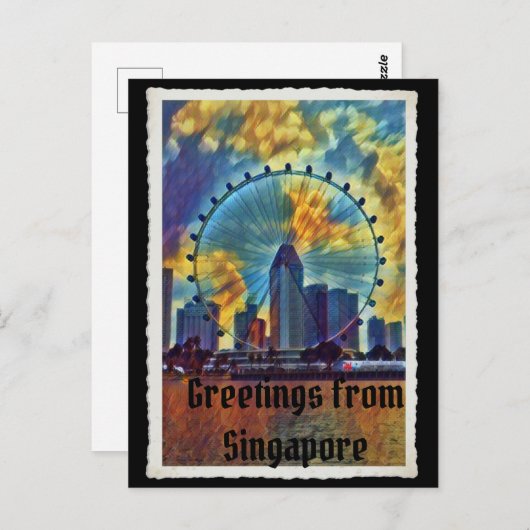 Carte Postale Voeux de Singapour (Devant / Derrière)