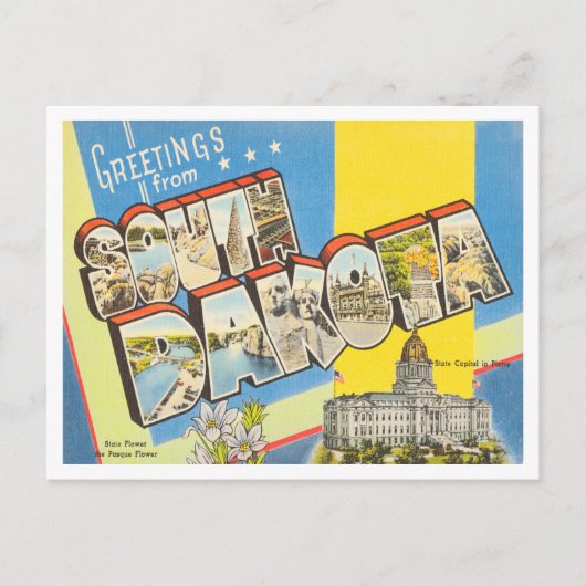 Carte Postale Voeux de Vintage voyage du Dakot du Sud (Devant)