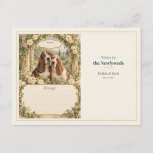 Carte Postale Vœux du livre d'or de mariage Basset Hound