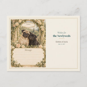 Carte Postale Vœux du livre d'or de mariage Pug