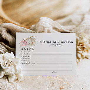 Carte Postale Voeux et conseils Citrouille Baby shower fille