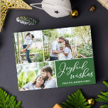 Carte Postale Voeux Joyeux Green Christmas Family Photo Collage<br><div class="desc">Apportez des voeux de joie à vos amis et votre famille pendant cette période de vacances avec cette belle carte de Noël photo moderne. Simple écriture blanche cursive sur un arrière - plan vert festif à côté de votre collage photo de famille de 3. Une carte de vacances chic et...</div>