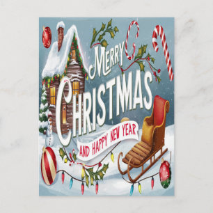 Carte Postale Vœux joyeux : Un joyeux Noël festif