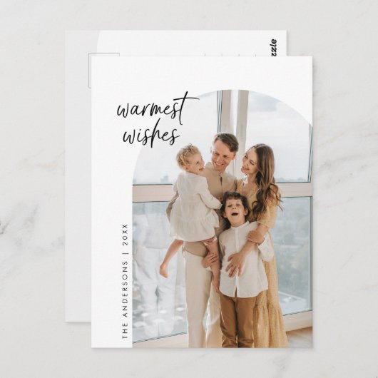 Carte Postale Voeux Les Plus Chauds, Photo De Famille, Cadre En (Devant / Derrière)
