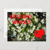 Carte Postale Voeux mariages, coeur et fleurs (Devant / Derrière)