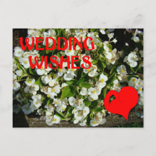Carte Postale Voeux mariages, coeur et fleurs