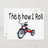 Carte Postale Voici Comment je roule (Tricycle Rouge) (Devant / Derrière)