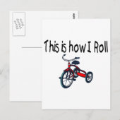 Carte Postale Voici Comment je roule (Tricycle Rouge) (Devant / Derrière)