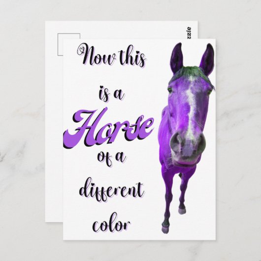 Carte Postale Voici Un Cheval D'Une Couleur Différente, Violet (Devant / Derrière)