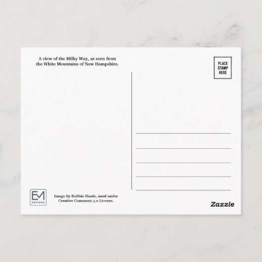 Carte postale Voie Lactée (Dos)