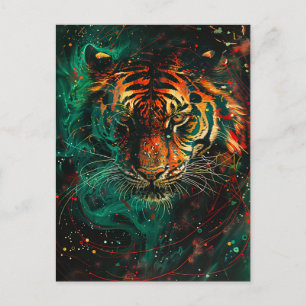 Carte Postale Voies de lumière Cosmic Neon Green Tiger