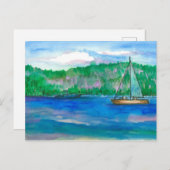 Carte Postale Voile Alpine Mountain Lake Waterton (Devant / Derrière)