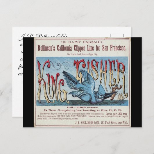 Carte Postale Voile King Fisher Clipper (Devant / Derrière)