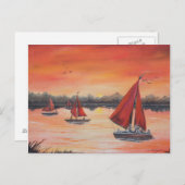 Carte Postale Voiles rouges au coucher du soleil (Devant / Derrière)