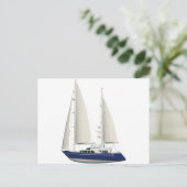 Carte Postale voilier bleu (Debout devant)