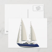 Carte Postale voilier bleu (Devant / Derrière)