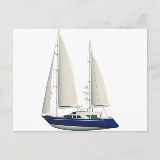 Carte Postale voilier bleu (Devant)