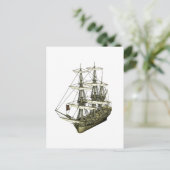 Carte Postale Voilier Corvette avec voiles fourrées (Debout devant)