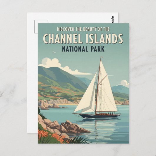 Carte Postale Voilier dans le parc national des Channel Islands (Devant / Derrière)