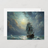 Carte Postale Voilier dans l'océan (Devant / Derrière)