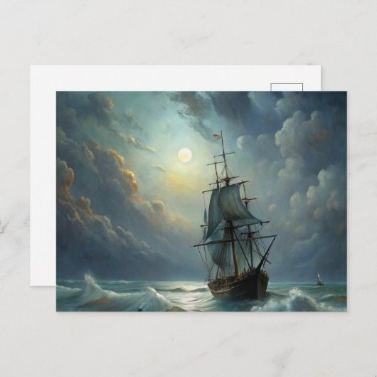 Carte Postale Voilier dans l'océan (Devant / Derrière)