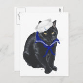 Carte Postale Voilier de chat noir (Devant / Derrière)