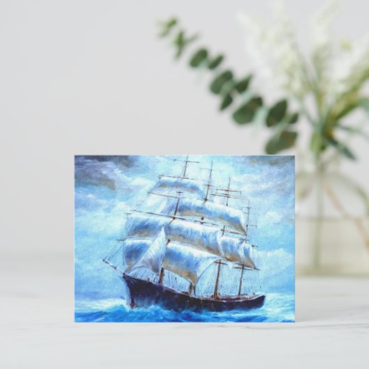 Carte Postale Voilier en mer (Debout devant)