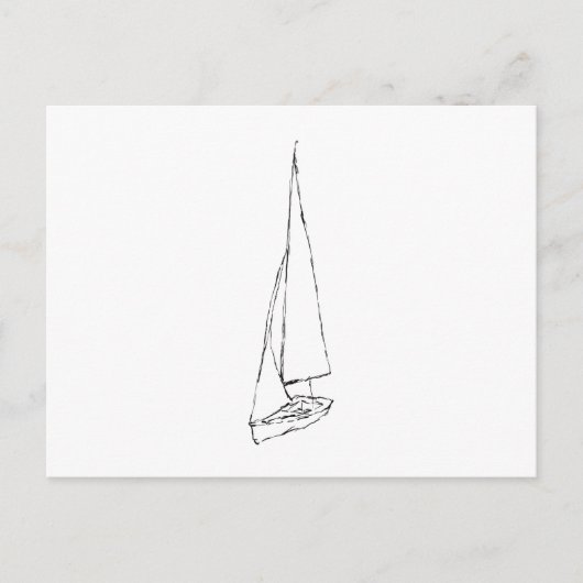 Carte Postale Voilier. Esquisse en noir et blanc. (Devant)