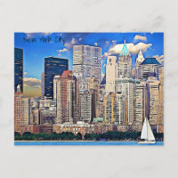 Carte postale Voilier et bâtiments de New York