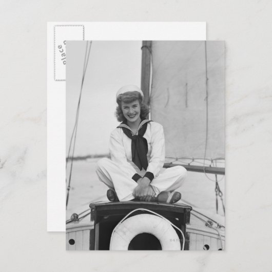 Carte Postale Voilier femme (Devant / Derrière)