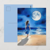 Carte Postale Voilier sous une pleine lune  (Devant / Derrière)