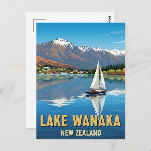 Carte Postale Voilier sur le lac Wanaka en Nouvelle-Zélande (Devant / Derrière)