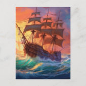 Carte Postale Voilier sur une mer agitée (Devant)