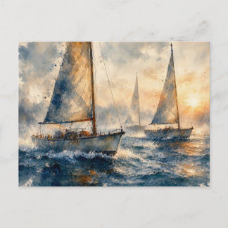 Carte Postale Voiliers en mer,