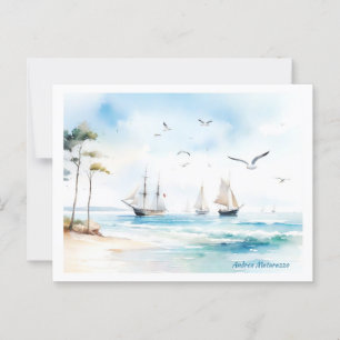 Carte Postale Voiliers sur une mer calme