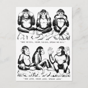 Carte Postale Voir Aucun Mal, N'Entendre Aucun Mal, Ne Parler Pa