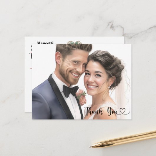 Carte Postale Voir Dos - Mariage (Devant/Arrière en situation)