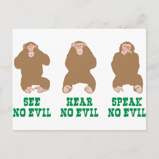 Carte Postale Voir Hear Speed No Evil (Devant)