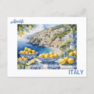 Carte Postale Voir Italie Côte Amalfi bleu tuiles blanches citro