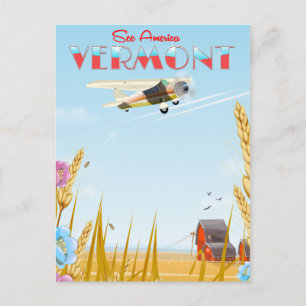Carte Postale "Voir l'Amérique" affiche de voyage du Vermont Rur