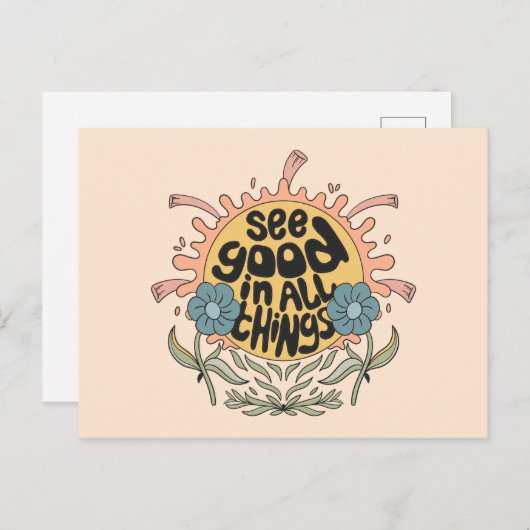 Carte Postale Voir le bon dans toutes les choses Hippie Graphic (Devant / Derrière)