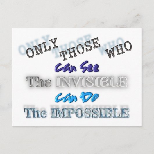 Carte Postale Voir l'invisible Faire l'impossible (Devant)