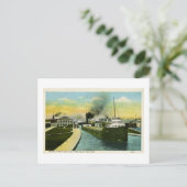Carte Postale Voir sous le Soo, Soo Locks, Michigan (Debout devant)