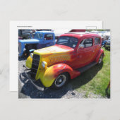 Carte Postale Voiture à flamme vintage (Devant / Derrière)